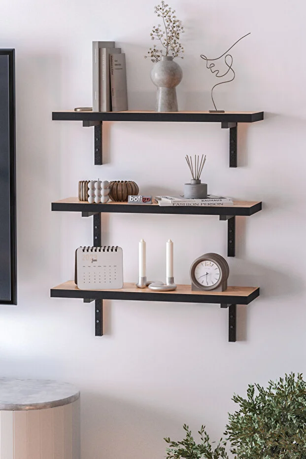 Duvar Rafı Uçan Raf Duvar Rafı Tv Rafı Kitaplık Rafı 80 x 19 Cm Çam